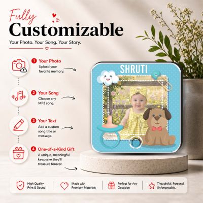 Personalised Baby Theme Musical Fridge Magnet with Custom Photo | Playable Music Home & Kids Room Decor Magnet  Birthday Gift for Kids
